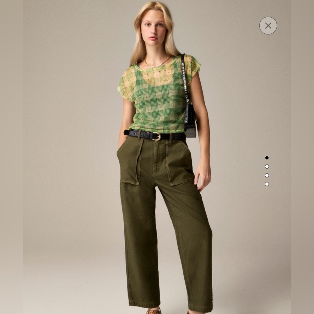 NWT J.Crew Wide-leg cargo pants in Santeen cotton (color: olive, size 4)